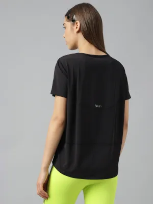 Fitkin women self stripes boat neck back design t-shirt