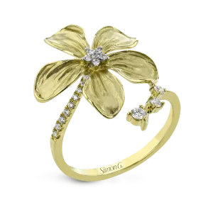 Flower Fashion Ring In 18k Gold With Diamonds