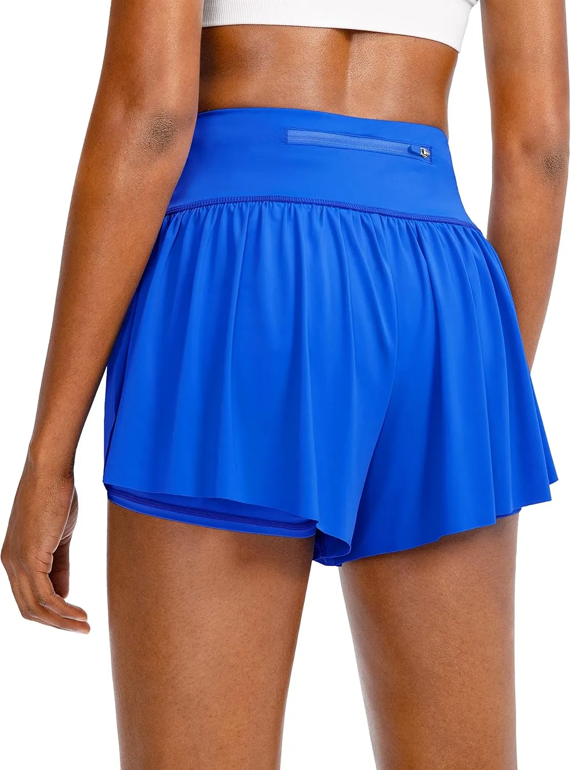 Flowy Running Shorts for Women with 4 Pockets 2 in 1 High Waisted Women's Butterfly Workout Athletic Tennis Skirt Shorts