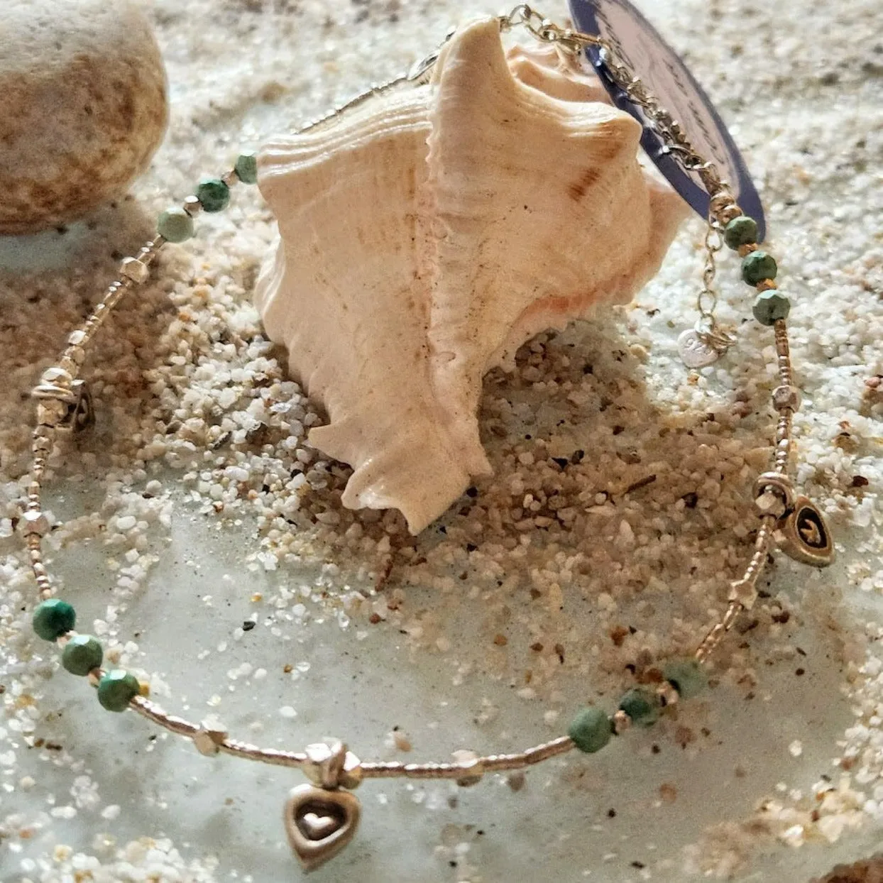 FOUR HEARTS - HILLTRIBE LARIMAR ANKLET
