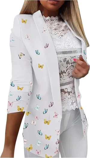 FQZWONG Blazers For Women Business Casual Long Sleeve Suit Jackets Professional Clothes Work Outfits Open Front Outerwear