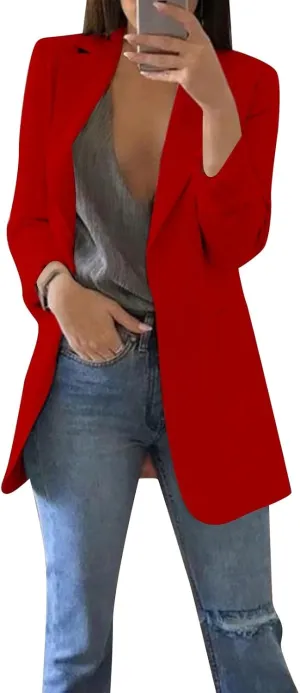 FQZWONG Blazers For Women Business Casual Long Sleeve Suit Jackets Professional Clothes Work Outfits Open Front Outerwear