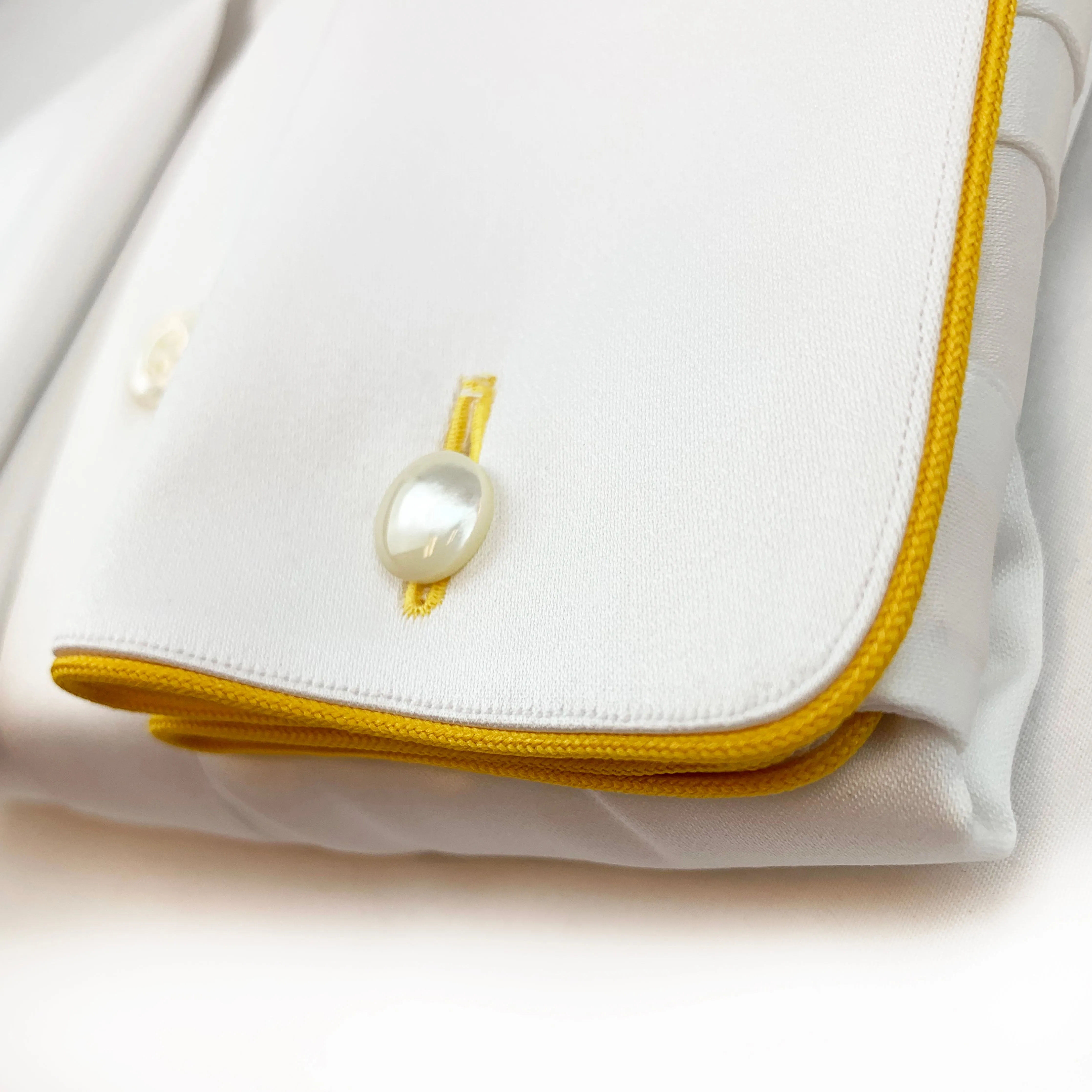 French Cuff Dress Shirt with Bijan Yellow Piping Detail