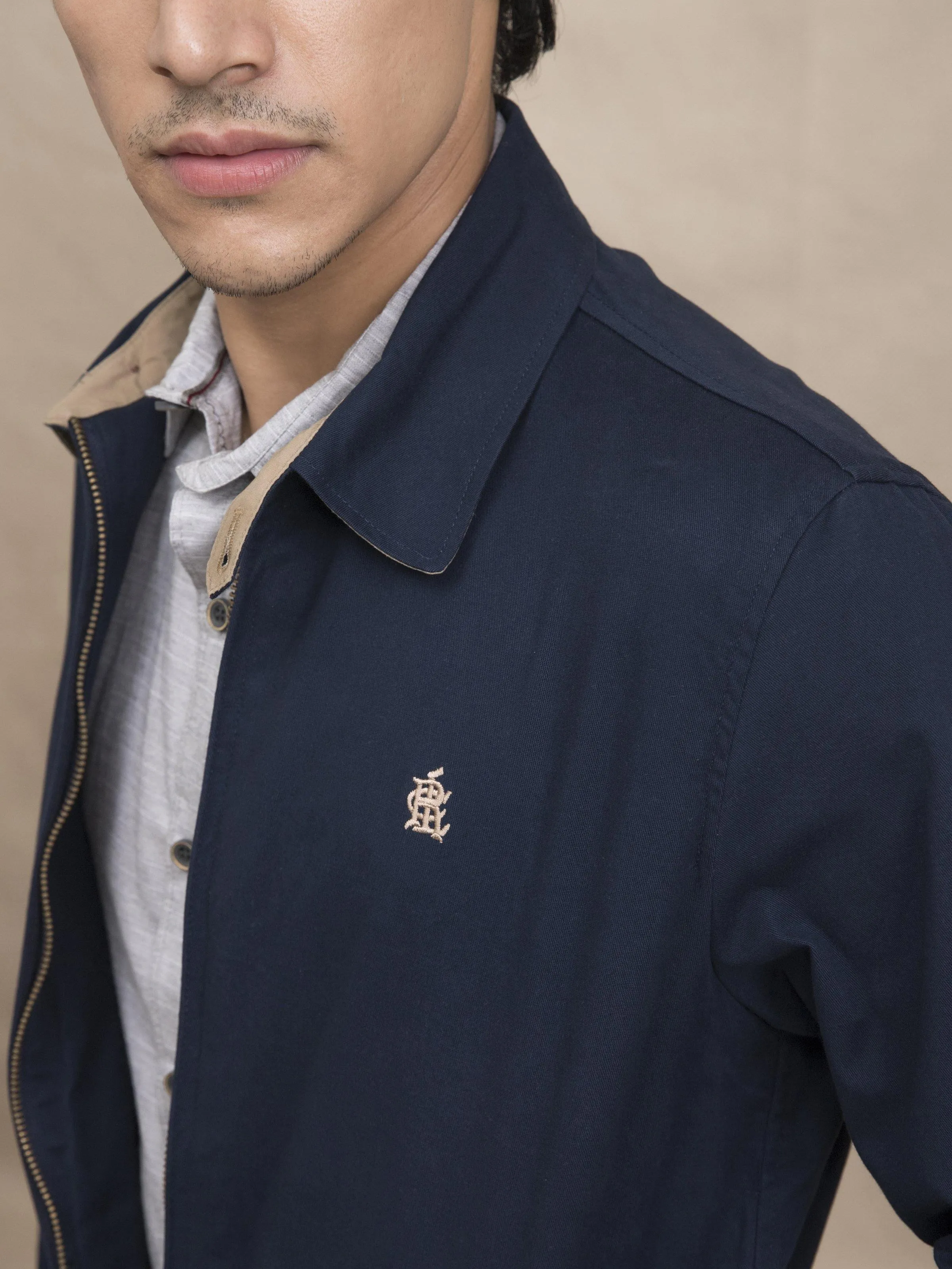 FULL SLEEVE COLLAR NAVY JACKET