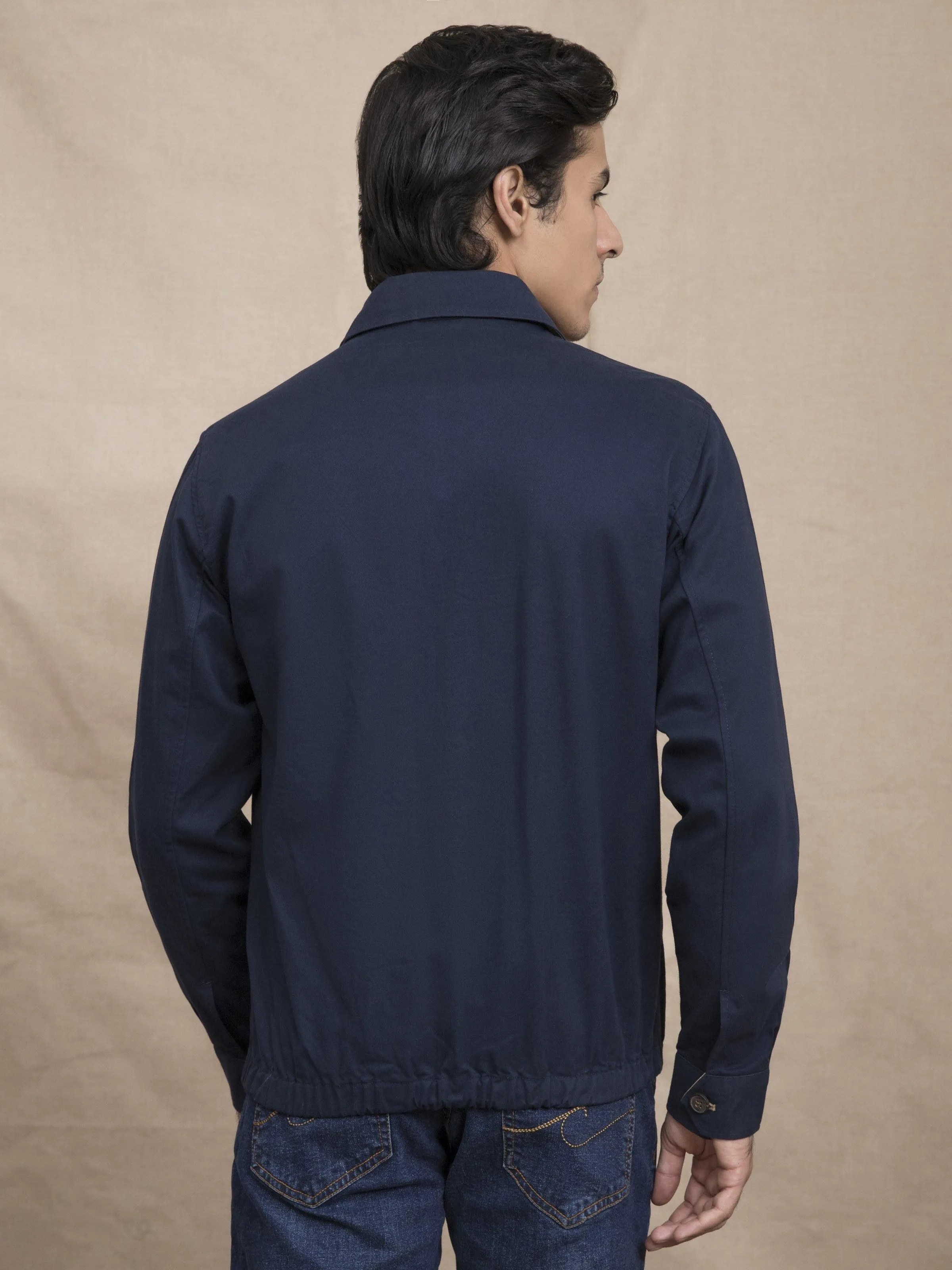 FULL SLEEVE COLLAR NAVY JACKET