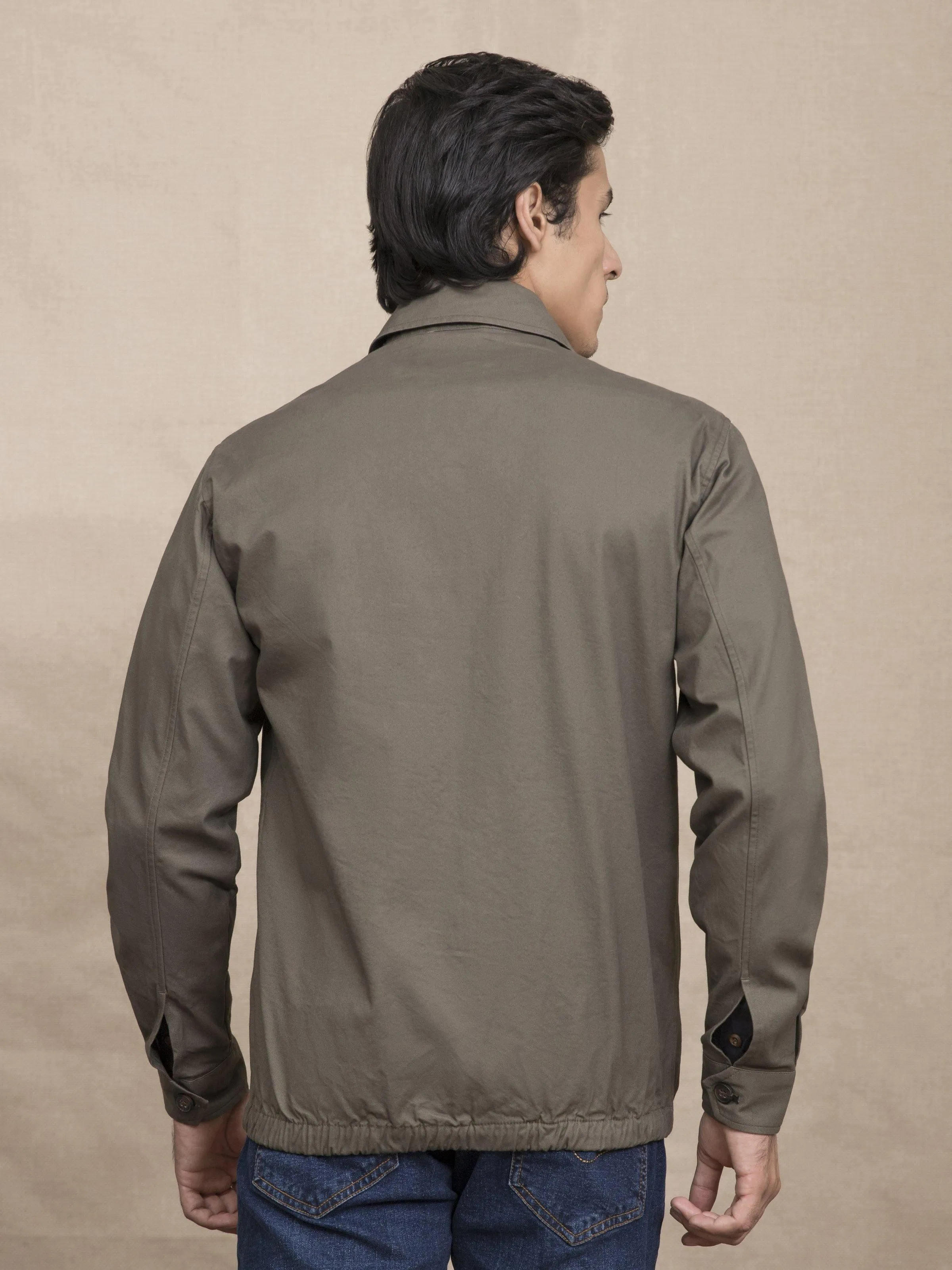 FULL SLEEVE COLLAR  OLIVE JACKET