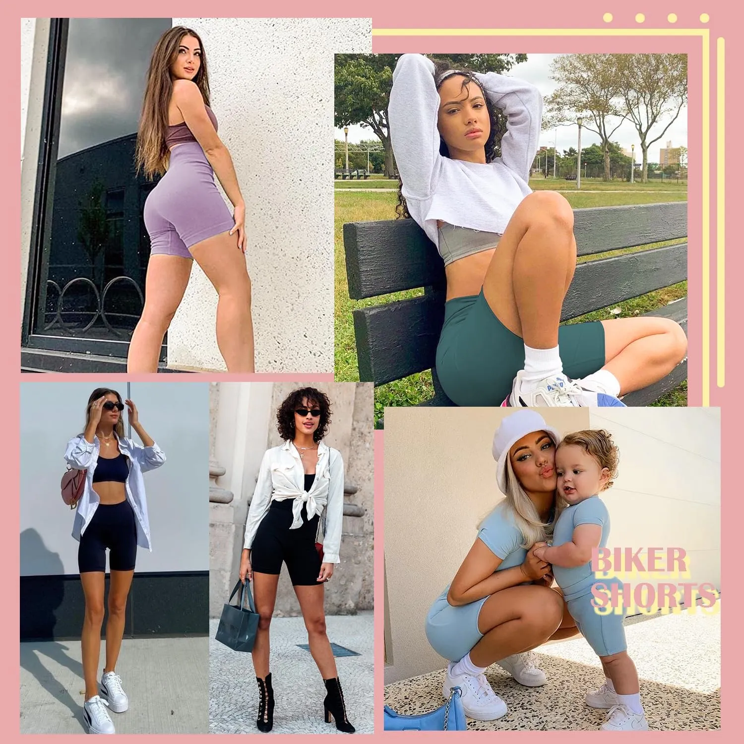 FULLSOFT 4 Pack Biker Shorts for Women with Pockets  5" High Waisted Tummy Control Workout Yoga Running Gym Tennis Shorts