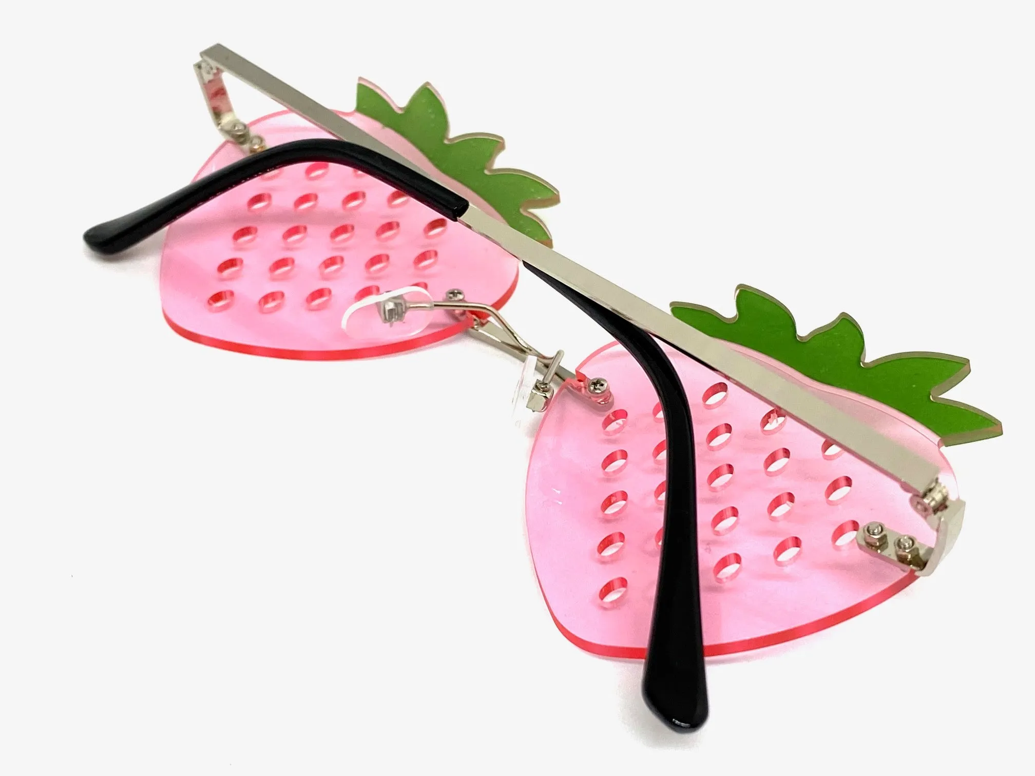 Funky Party Club Raver Strawberry Shaped SUNGLASSES Pink Lens 5218