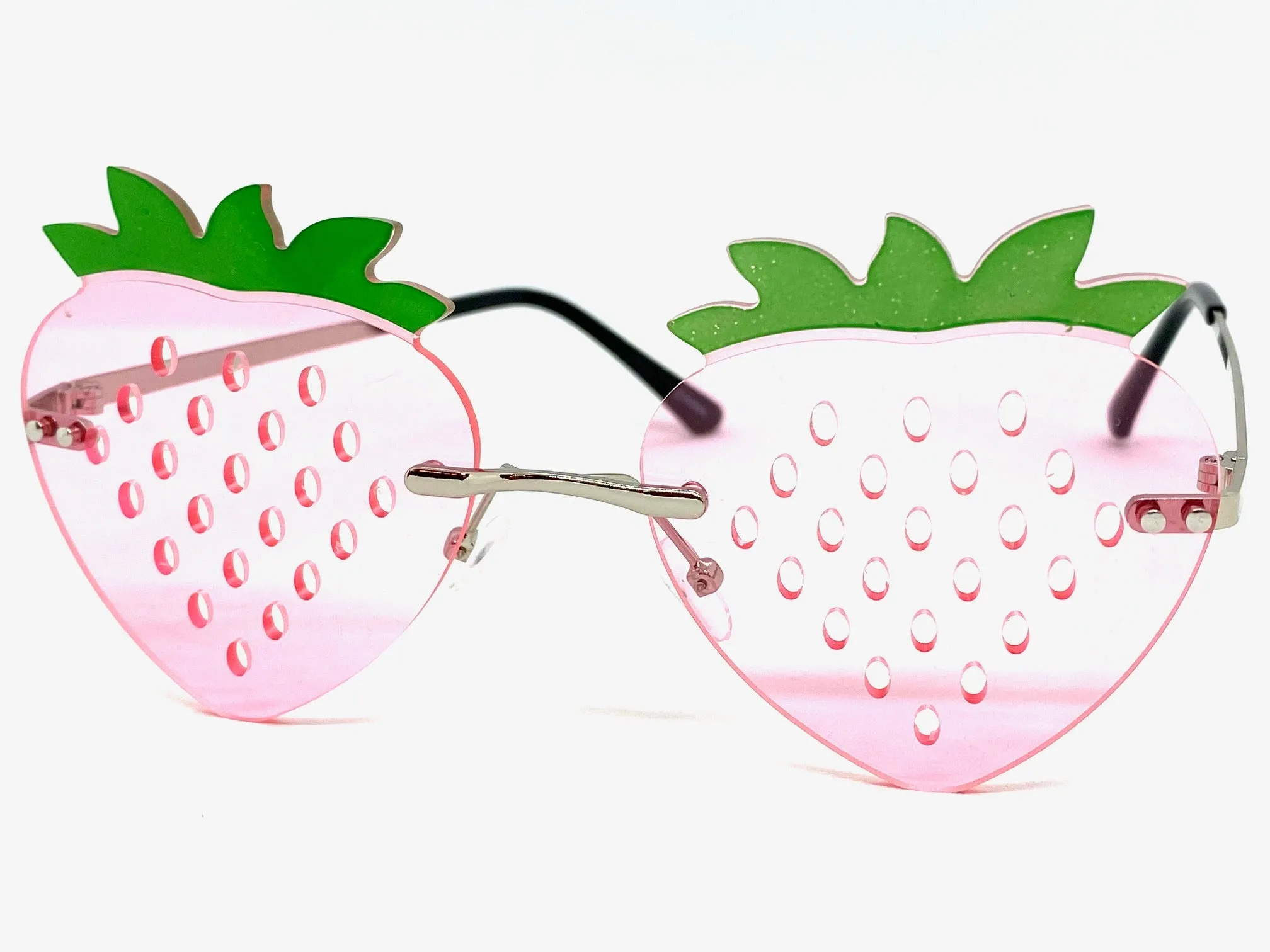 Funky Party Club Raver Strawberry Shaped SUNGLASSES Pink Lens 5218