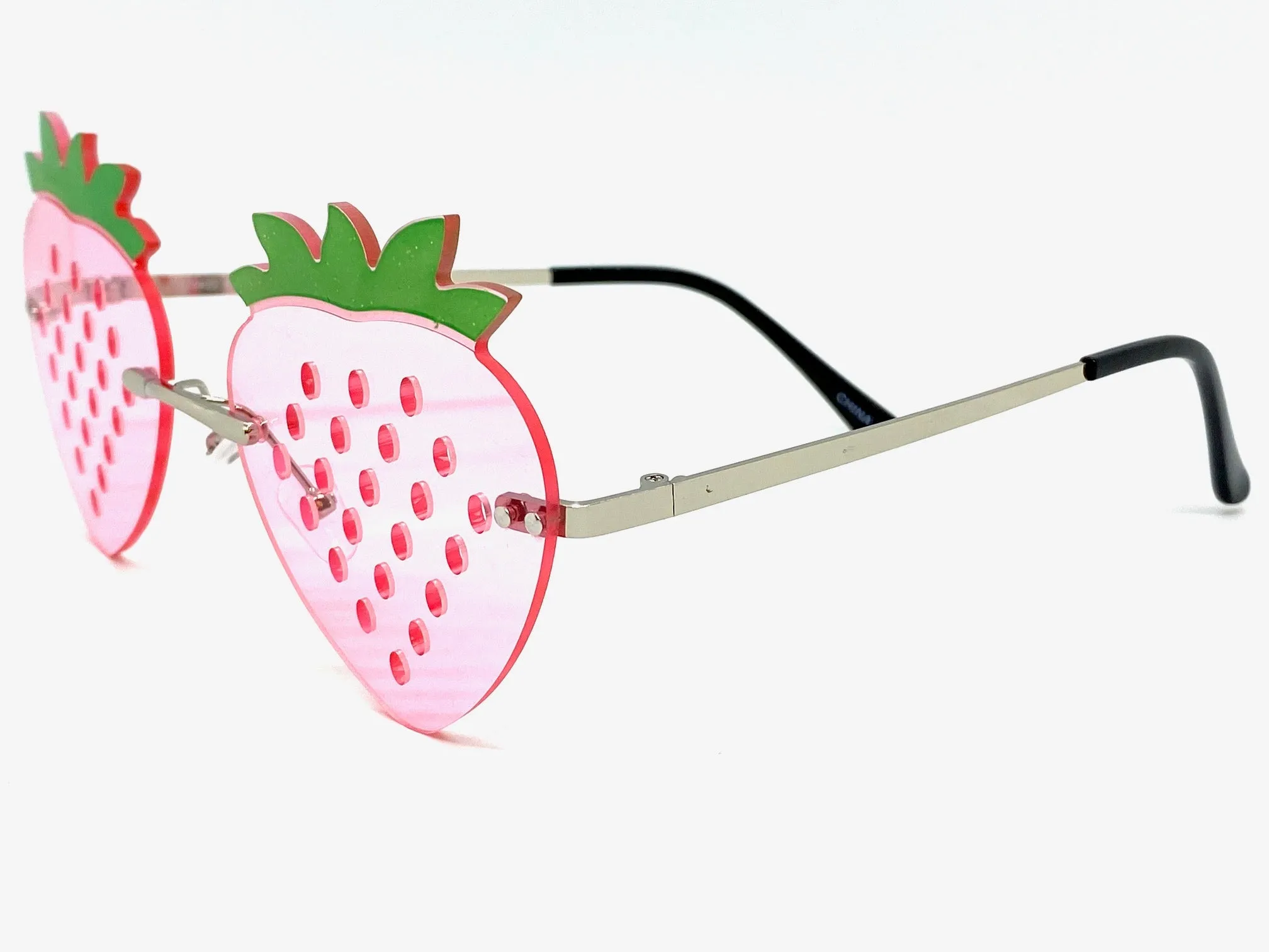 Funky Party Club Raver Strawberry Shaped SUNGLASSES Pink Lens 5218