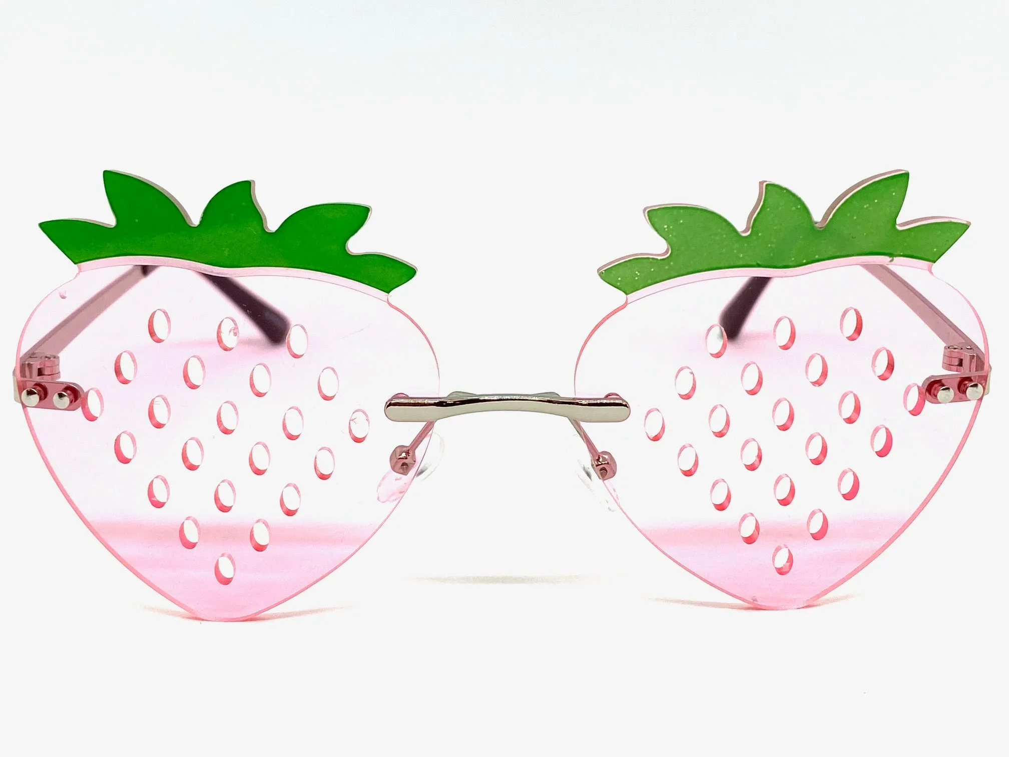 Funky Party Club Raver Strawberry Shaped SUNGLASSES Pink Lens 5218