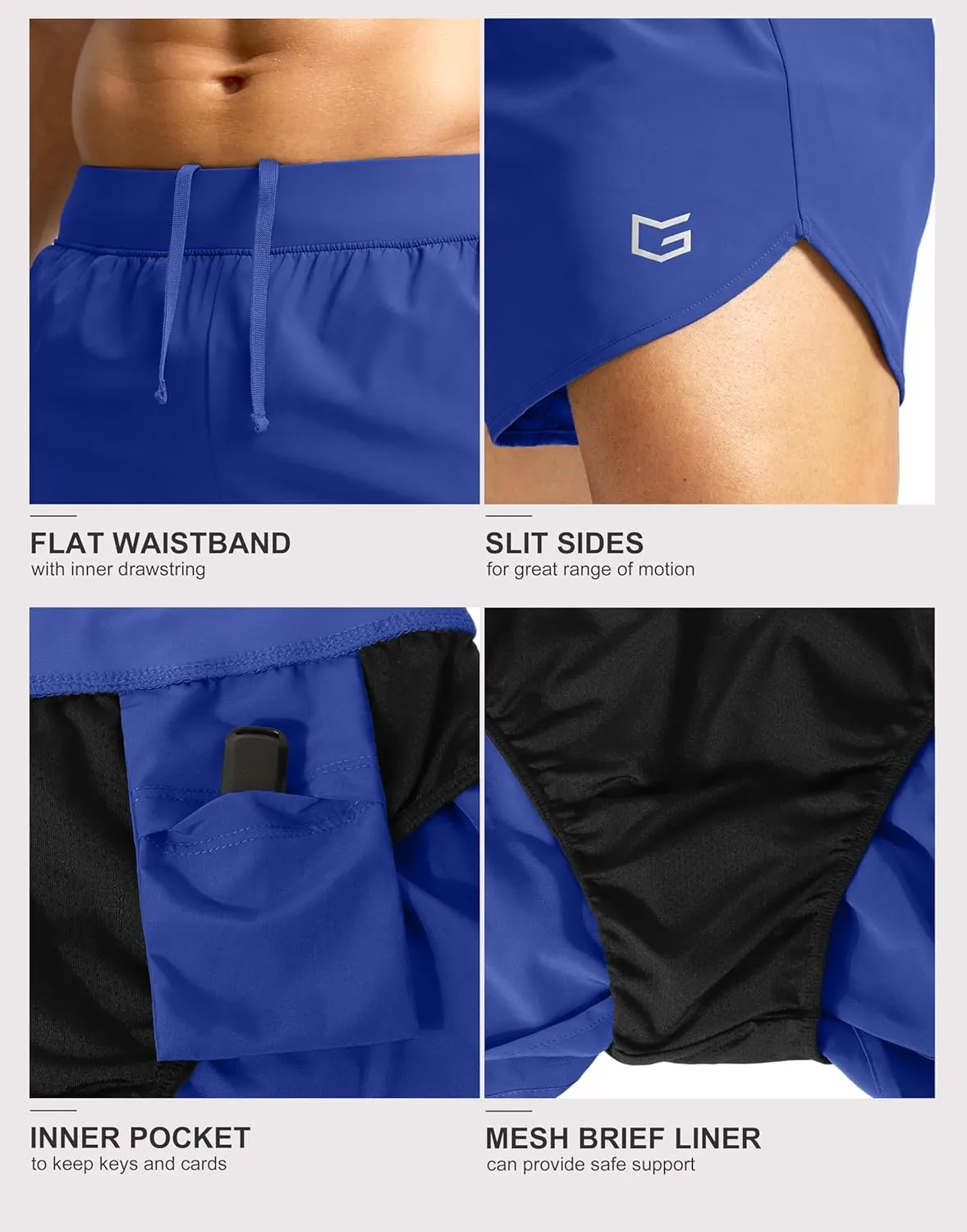 G Gradual Running Shorts for Men 3 Inch Lighweight Quick Dry Workout Gym Athletic Jogging Shorts with Inner Key Pocket