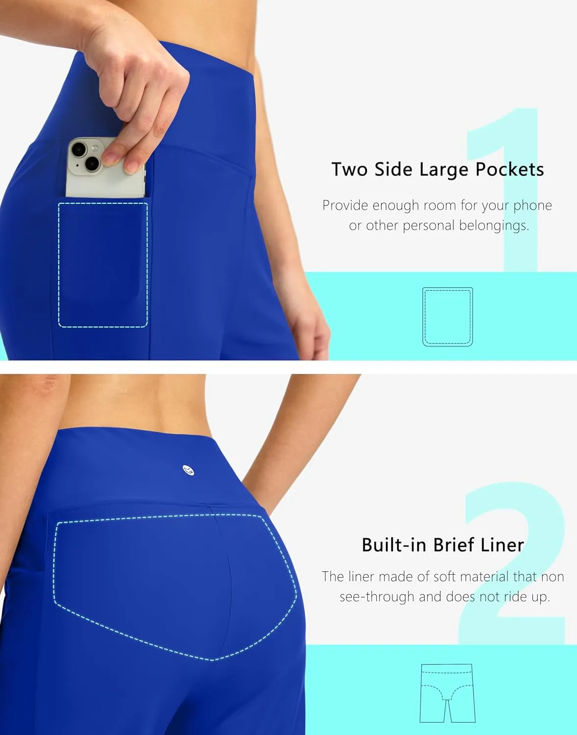 G Gradual Women's 11" Long Swim Board Shorts High Waisted Knee Length Beach Swimming Shorts for Women with Pockets Liner