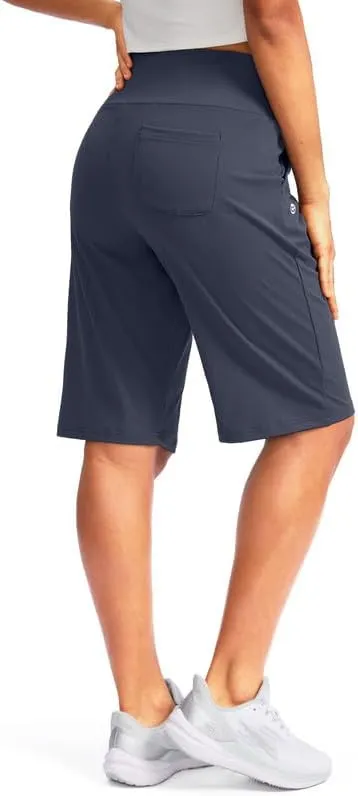 G Gradual Women's 12" Bermuda Long Shorts with Pockets High Waisted Stretch Knee Length Shorts for Women Summer Walking