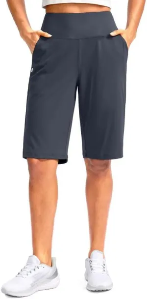 G Gradual Women's 12" Bermuda Long Shorts with Pockets High Waisted Stretch Knee Length Shorts for Women Summer Walking