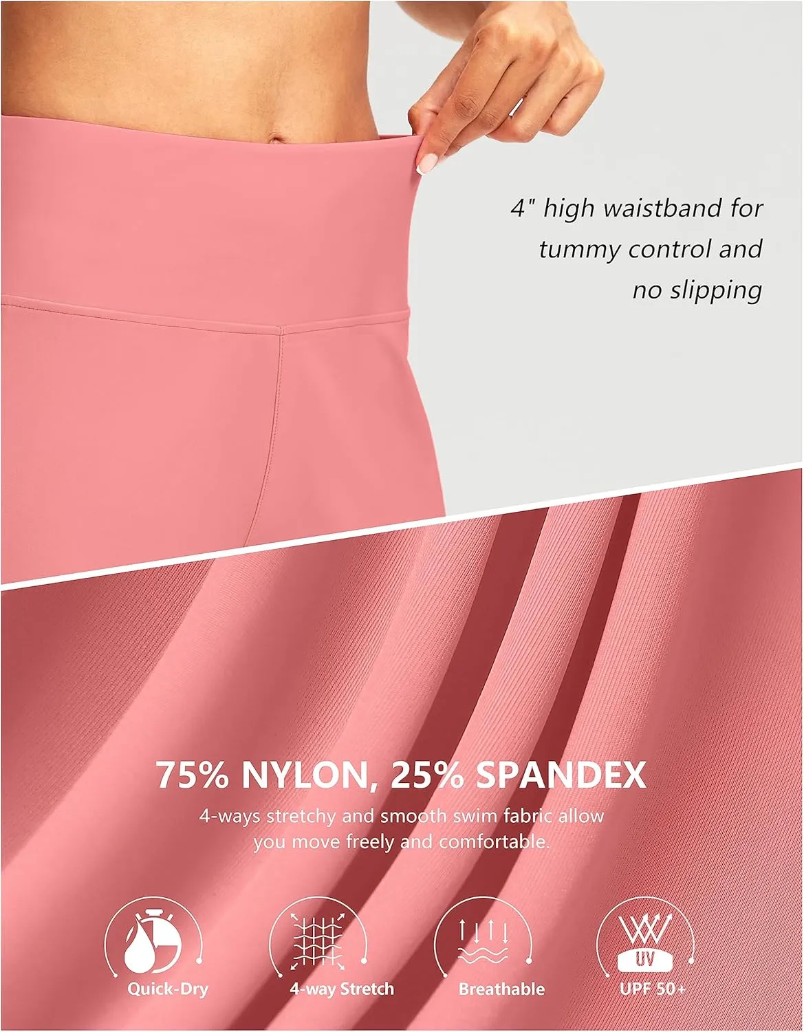 G Gradual Women's 7" Long Swim Board Shorts High Waisted Quick Dry Beach Swimming Shorts for Women with Liner Pockets