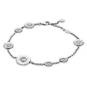 Georg Jensen Daisy Sterling Silver White Enamel Bracelet