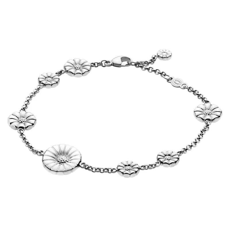 Georg Jensen Daisy Sterling Silver White Enamel Bracelet