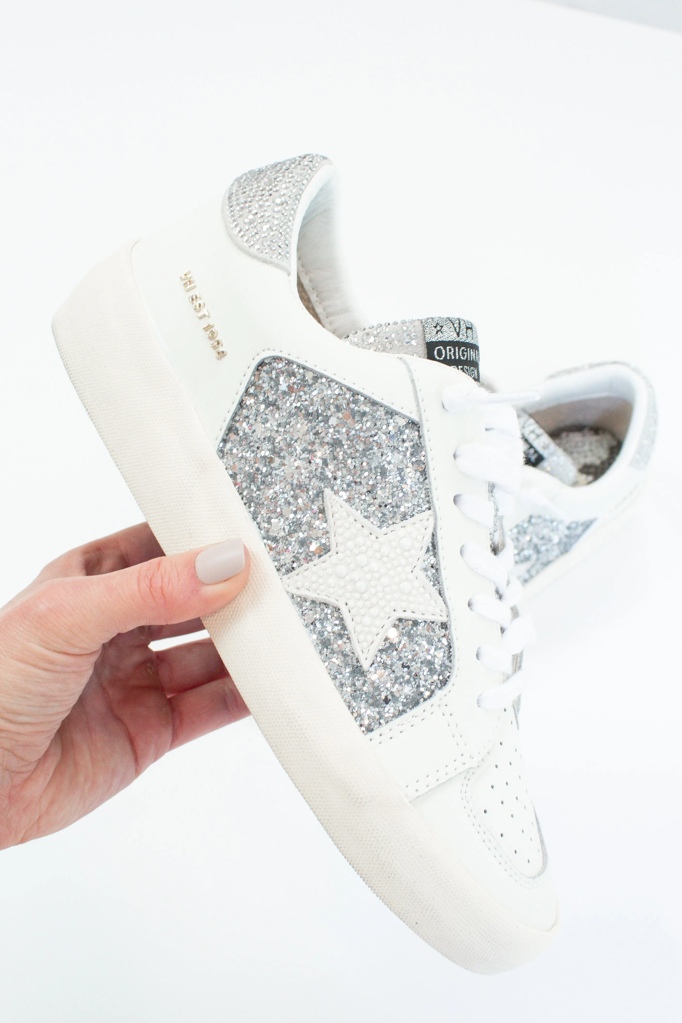 Georgette Silver Glitter Vintage Havana Low Top Sneaker