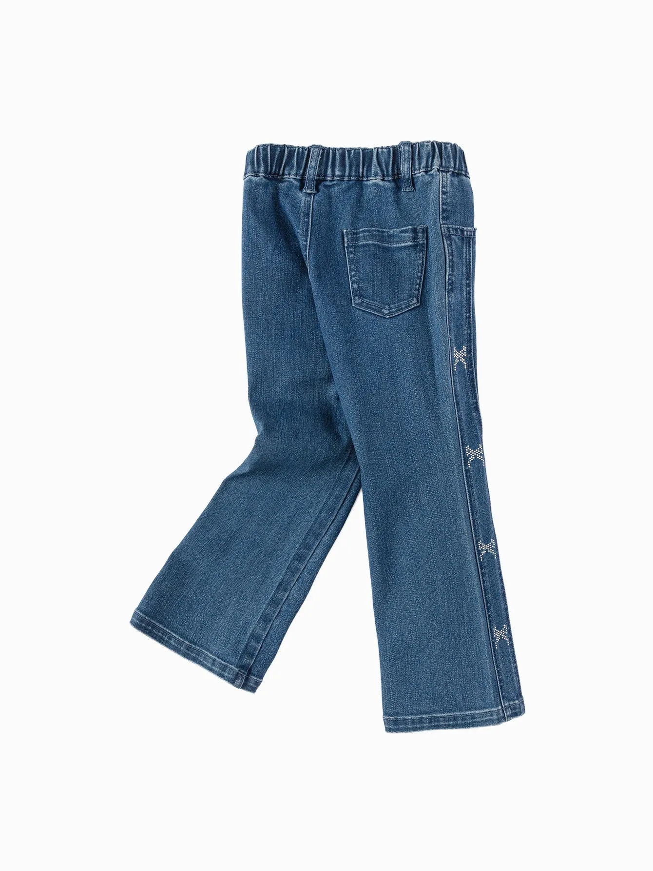 Girl Highlight Moment Denim Blue Bow Trousers