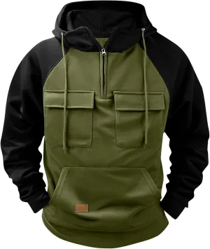 GOFULY Hoodies For Men Vintage Quarter Zip Hoodies Pullover Tall Sweatshirts Long Sleeve Winter Jacket Cargo Sweatshirts
