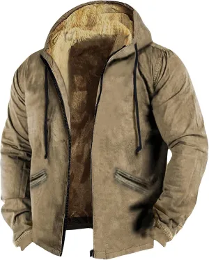 GOFULY Mens Winter Jacket Sherpa With Hood Warm Coats Fleece Zipper Hoodie Big And Tall Heavyweight Fall Outfits With Pockets