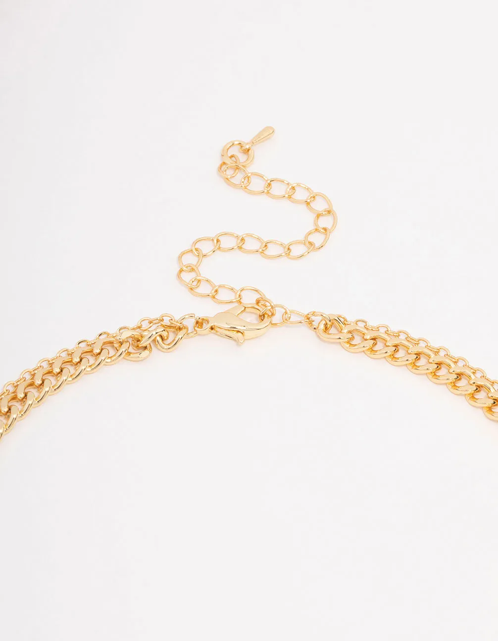 Gold Plated Diamante Curb Chain Necklaces 2-Pack
