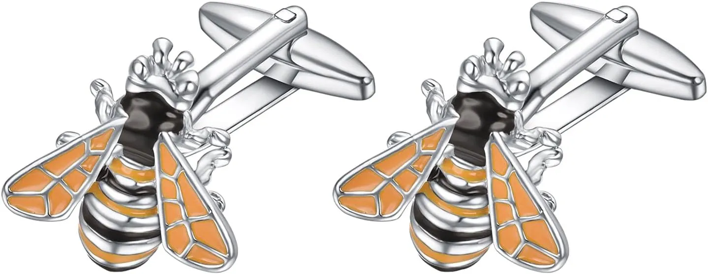 Gold Silver Cufflinks for Men Personalized Bee Ladybug Butterfly Cufflinks Suitable for Wedding Party Jewelry