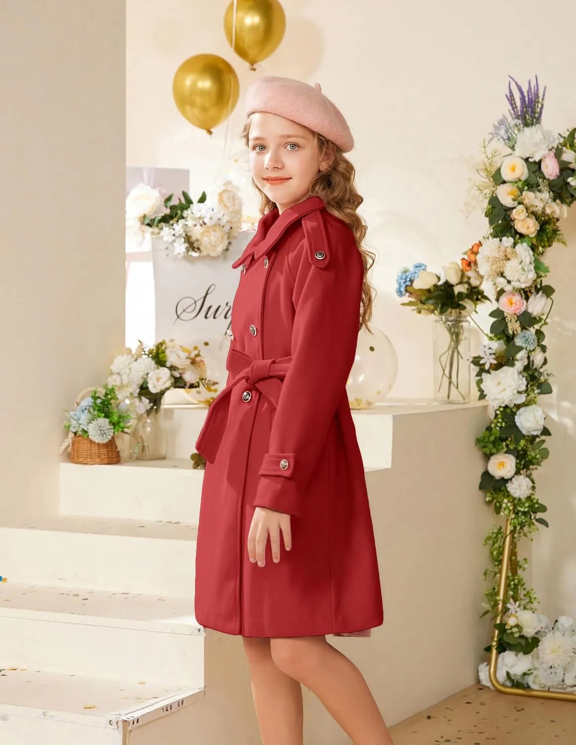 GRACE KARIN Girls Dress Coat Lapel Blend Winter Kids Jackets Coat Size 5-12