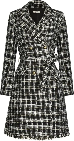 GRACE KARIN Trench Coat for Women 2024 Winter Coat Notch Lapel Double Breasted Thick A Line Pea Coat Jacket with Pockets