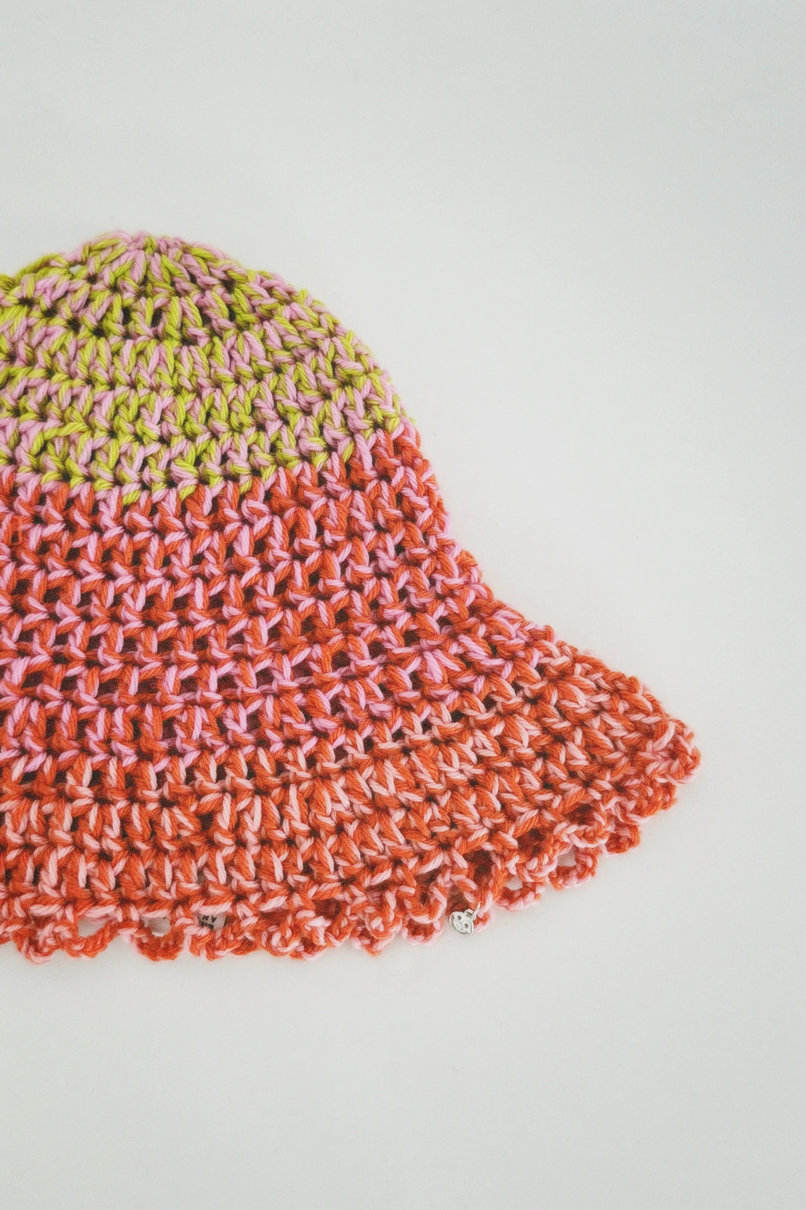 Green, Pink and Orange Crochet Hat