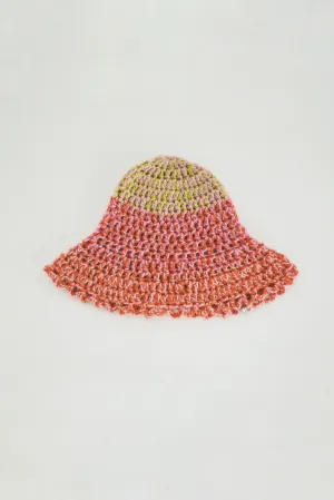 Green, Pink and Orange Crochet Hat
