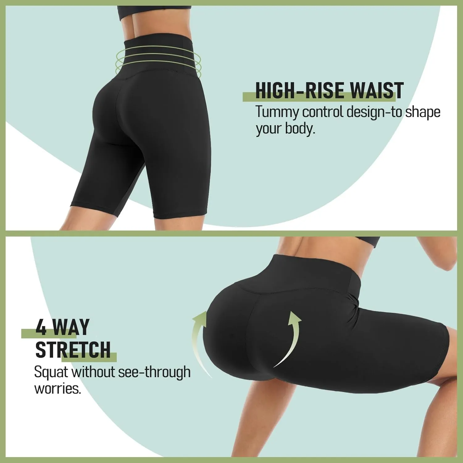 GROTEEN 7 Pack High Waisted 5''/8'' Biker Shorts for Women - Buttery Soft Black Workout Yoga Running Spandex Yoga Shorts