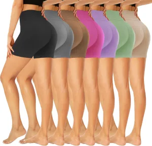 GROTEEN 7 Pack High Waisted 5''/8'' Biker Shorts for Women - Buttery Soft Black Workout Yoga Running Spandex Yoga Shorts