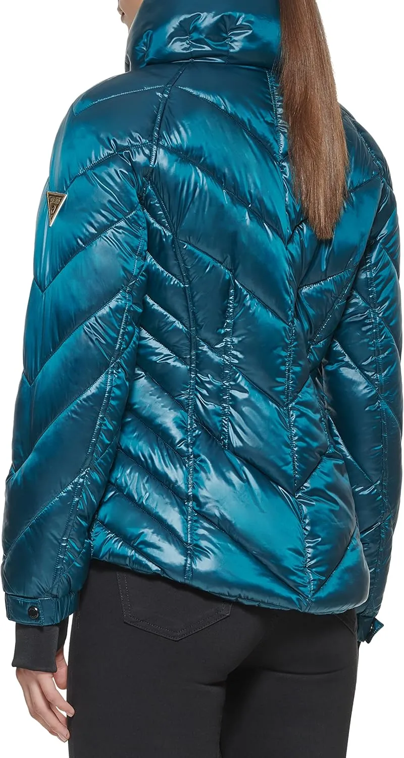 GUESS Women's Puffer Storm Cuffs Quilted, Transitional Jacket