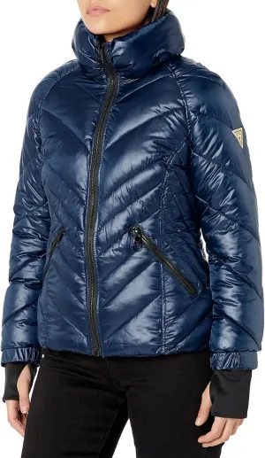 GUESS Women's Puffer Storm Cuffs Quilted, Transitional Jacket