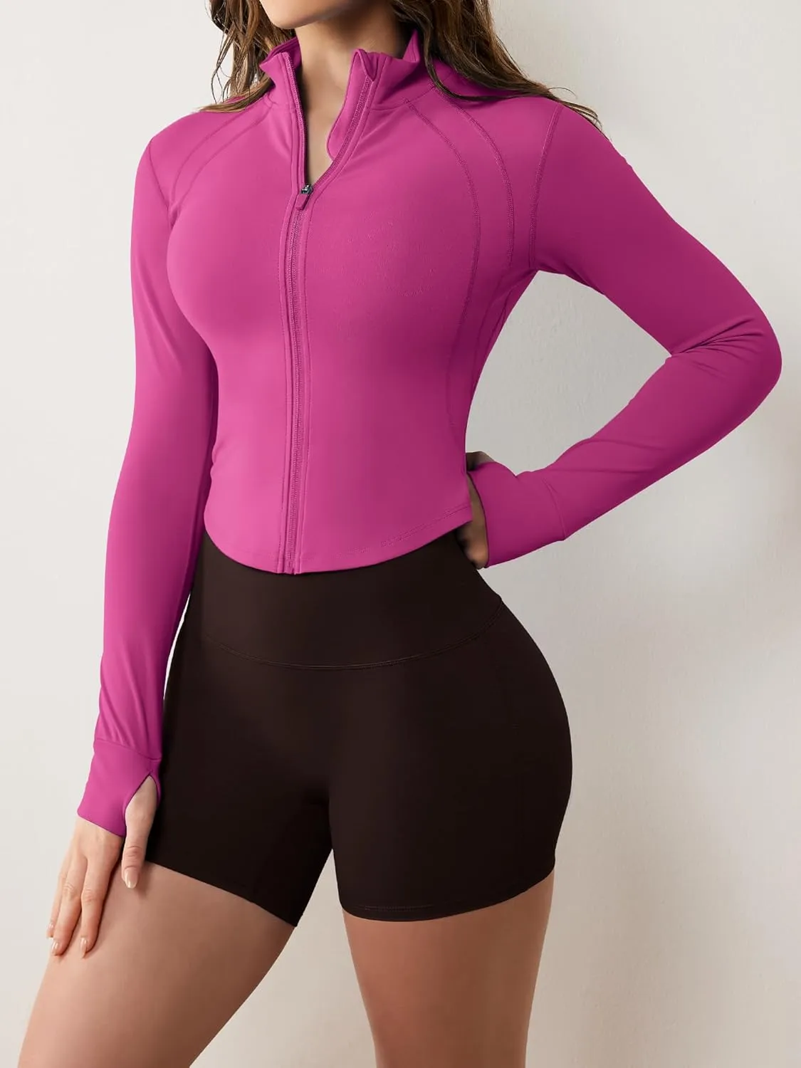 GYM RAINBOW Womens Zip Up Athletic Jacket Lightweight Contour Fit Gym Fitness Workout Jackets with Thumb Holes