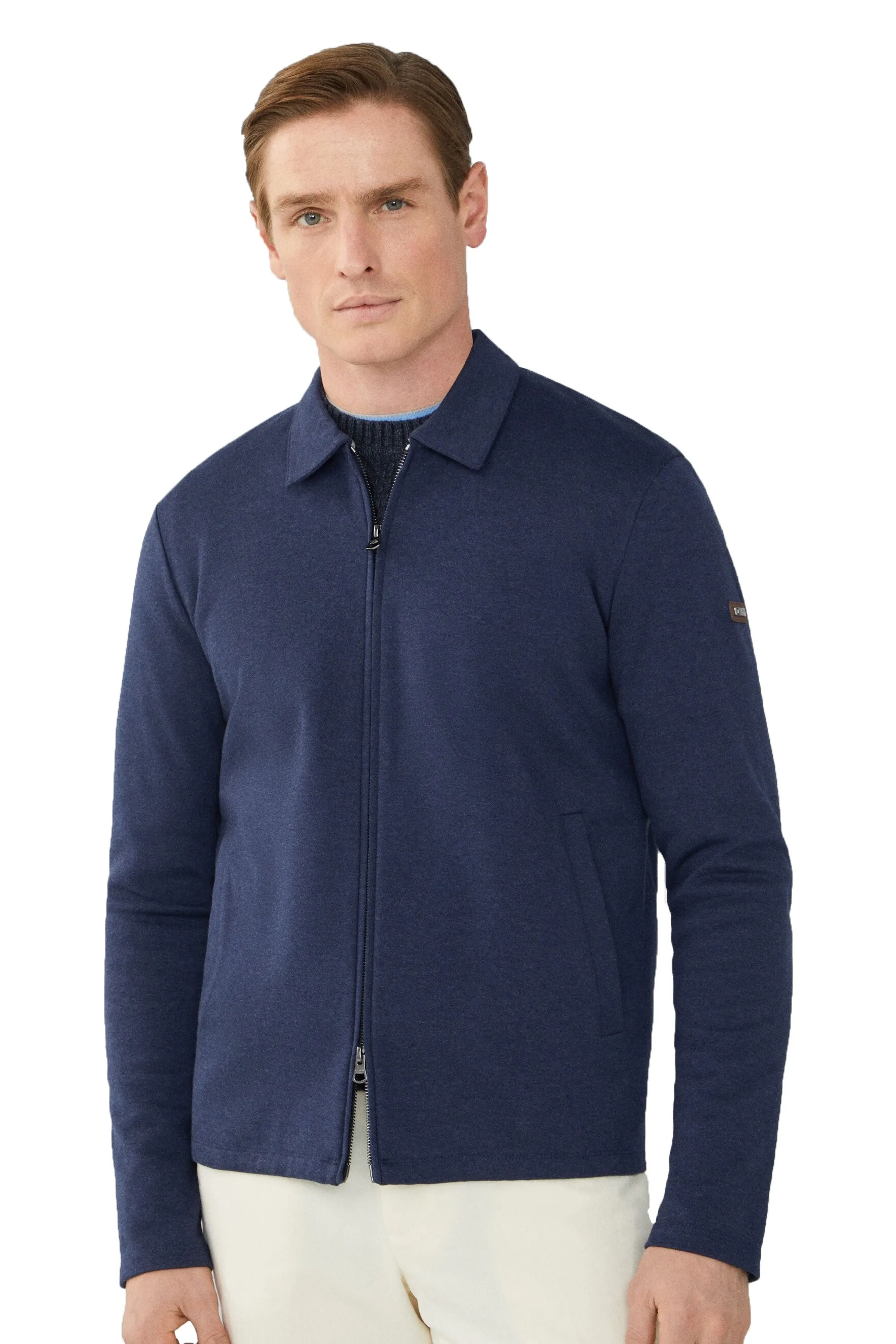 Hackett Double Knit Full Zip Navy