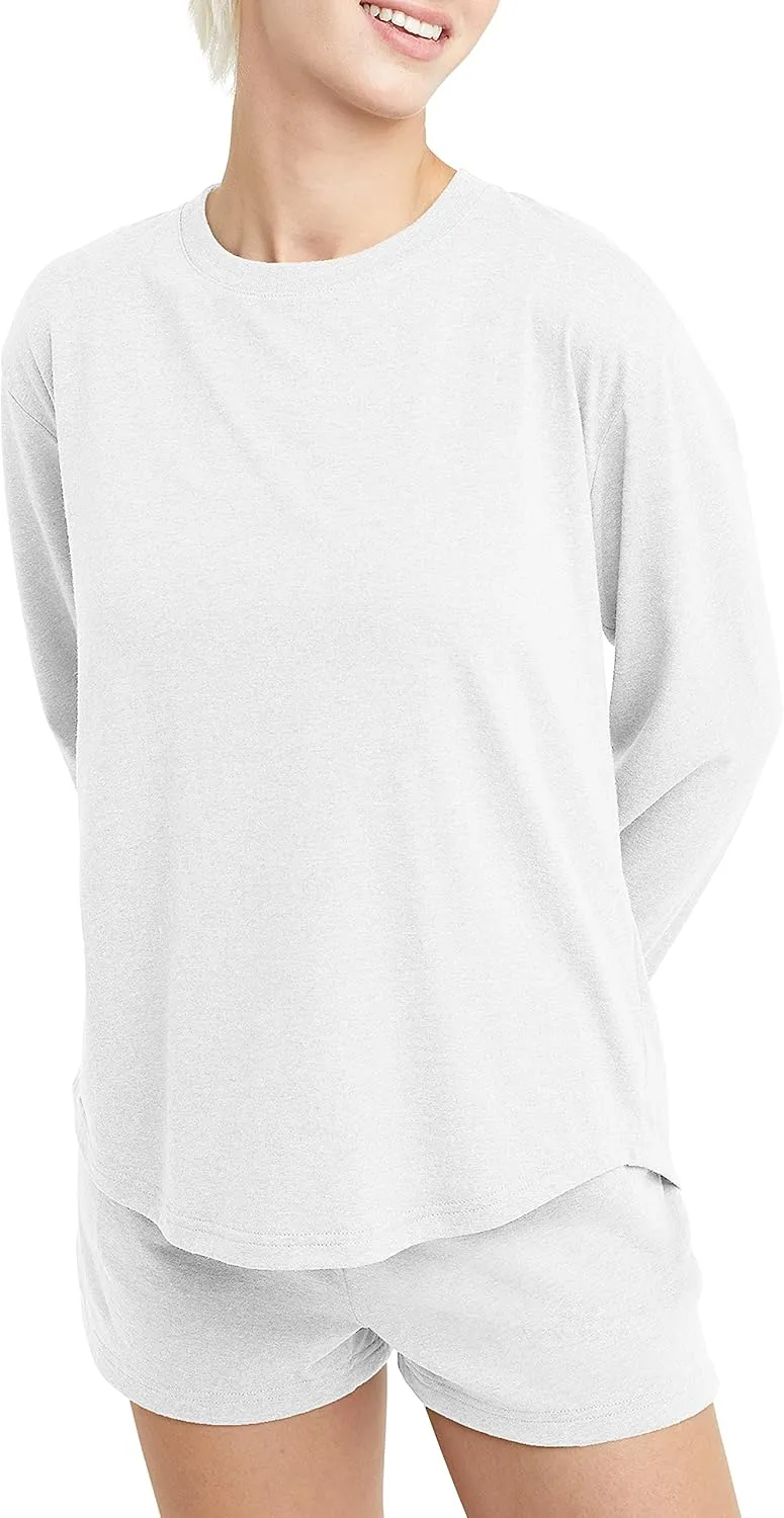 Hanes Women's Originals Tri-Blend Long-Sleeve T-Shirt, Crewneck Tee For Women, Relaxed Fit