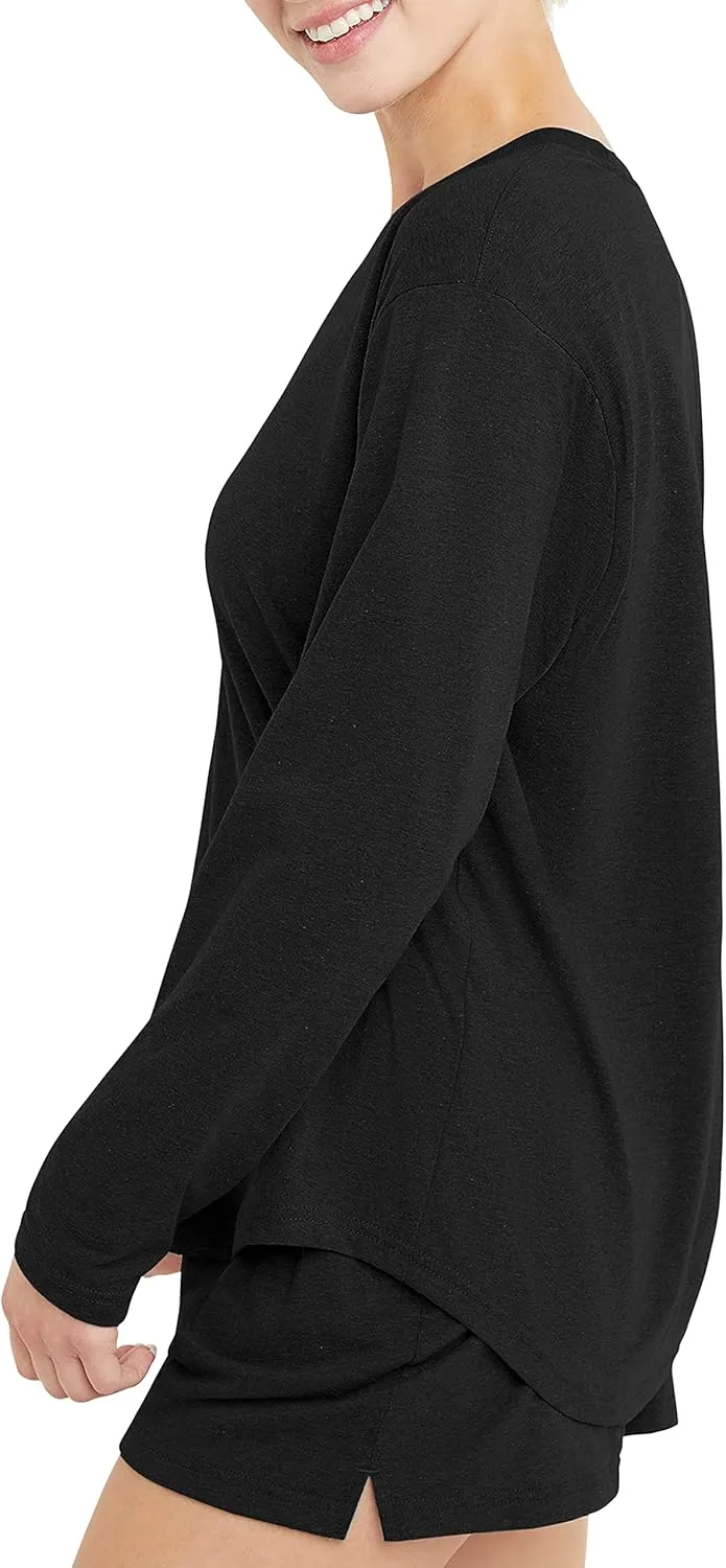 Hanes Women's Originals Tri-Blend Long-Sleeve T-Shirt, Crewneck Tee For Women, Relaxed Fit