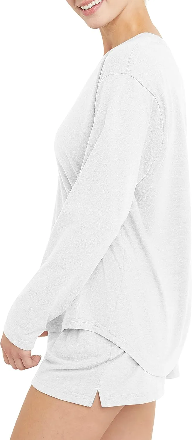 Hanes Women's Originals Tri-Blend Long-Sleeve T-Shirt, Crewneck Tee For Women, Relaxed Fit