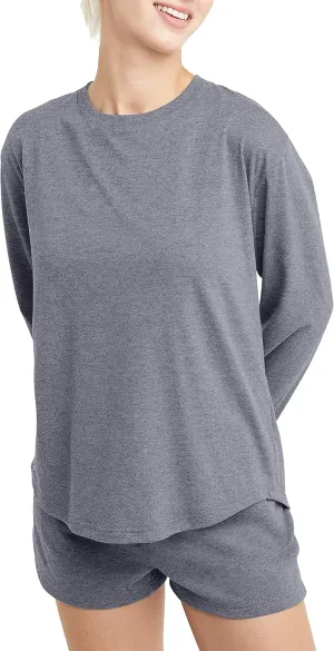 Hanes Women's Originals Tri-Blend Long-Sleeve T-Shirt, Crewneck Tee For Women, Relaxed Fit