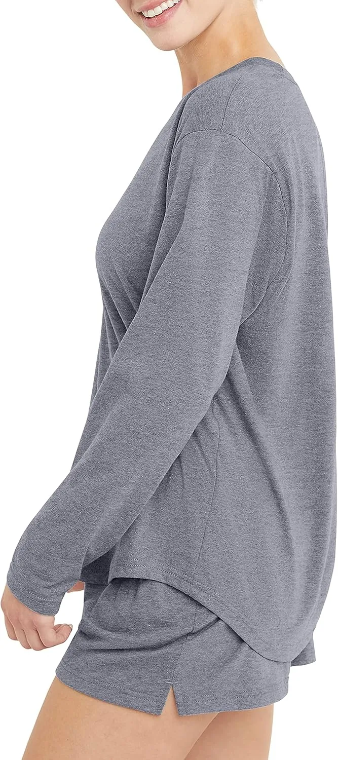 Hanes Women's Originals Tri-Blend Long-Sleeve T-Shirt, Crewneck Tee For Women, Relaxed Fit