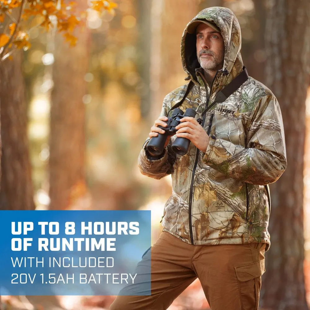 HART 20-Volt Heated Jacket Kit, Realtree Xtra Camouflage, Male Medium, (1) 1.5Ah Lithium-Ion Battery