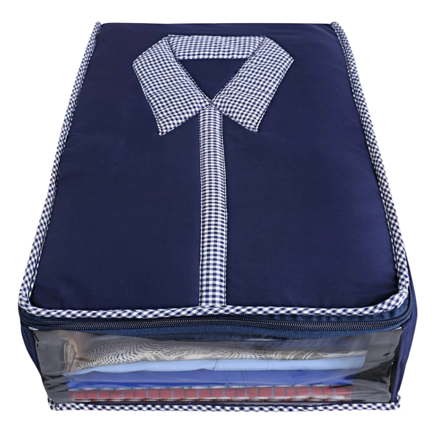 Heart Home Multiuses Cotton Shirt Organizer For storing Shirt (Blue)