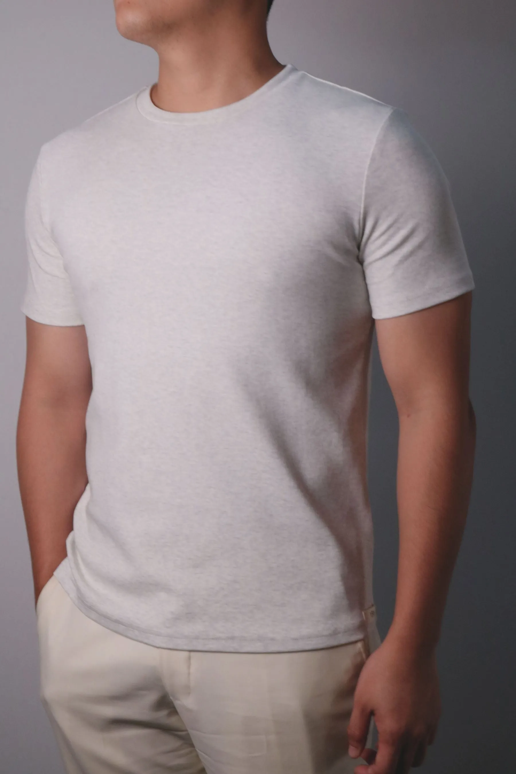 Heather Concrete Cotton-Jersey Round Neck T-shirt