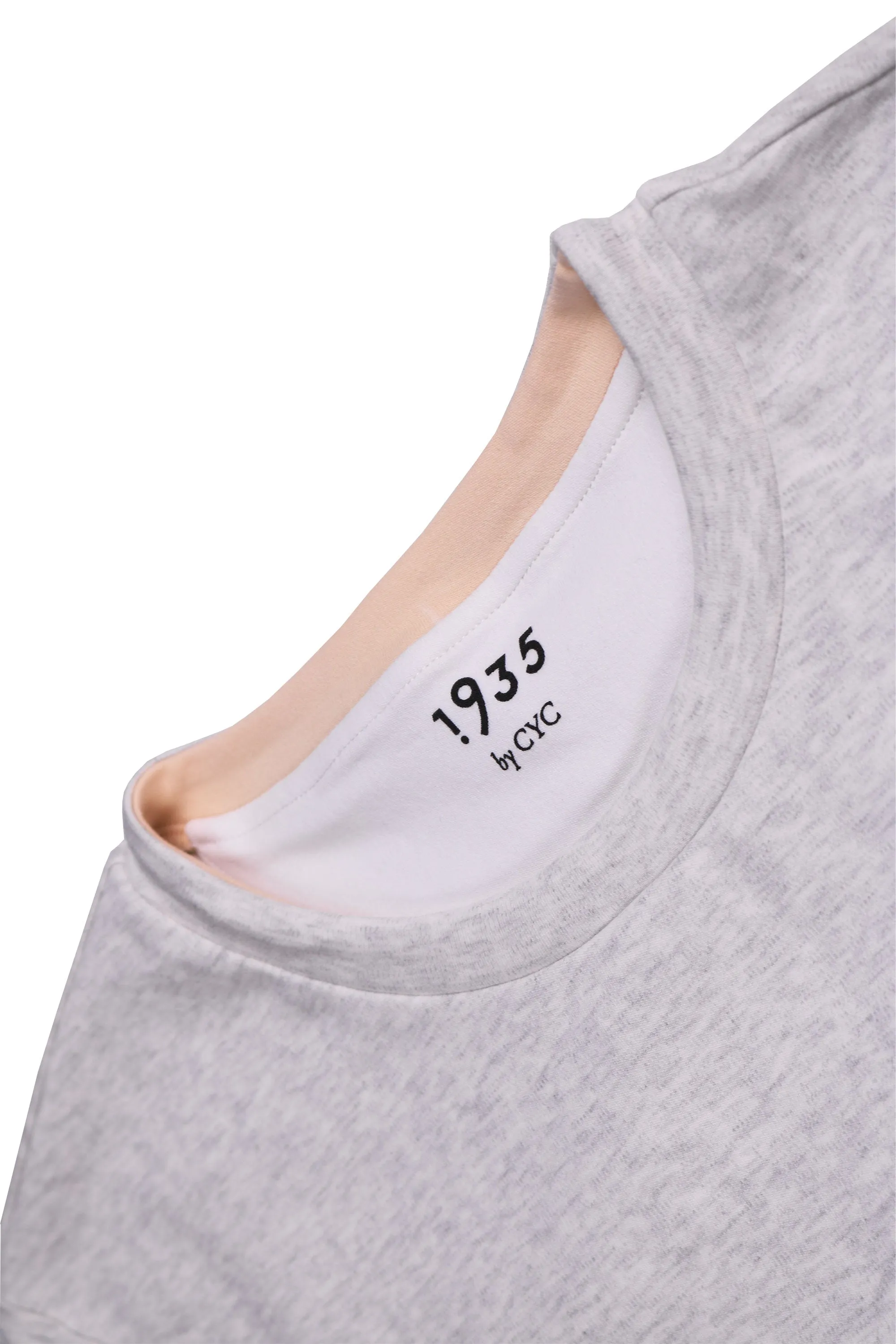 Heather Concrete Cotton-Jersey Round Neck T-shirt