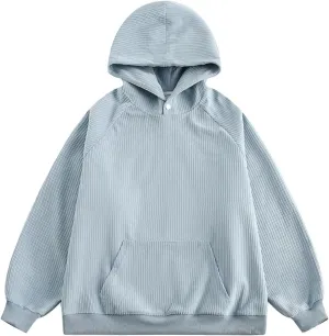 hlysgo Corduroy Hoodies for Men Women, Oversized Sweatshirt with Pocket Casual Thicken Hoodies Pullover Fall Winter Clothes