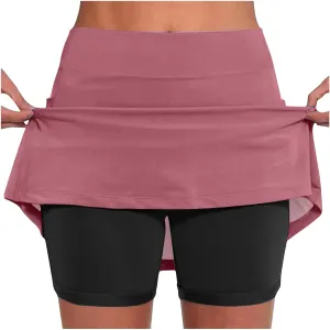 hlysgo Womens High Waisted Tennis Skort A-Line Skater Skirts with Lining Shorts Summer Plus Size Workout Athletic Shorts