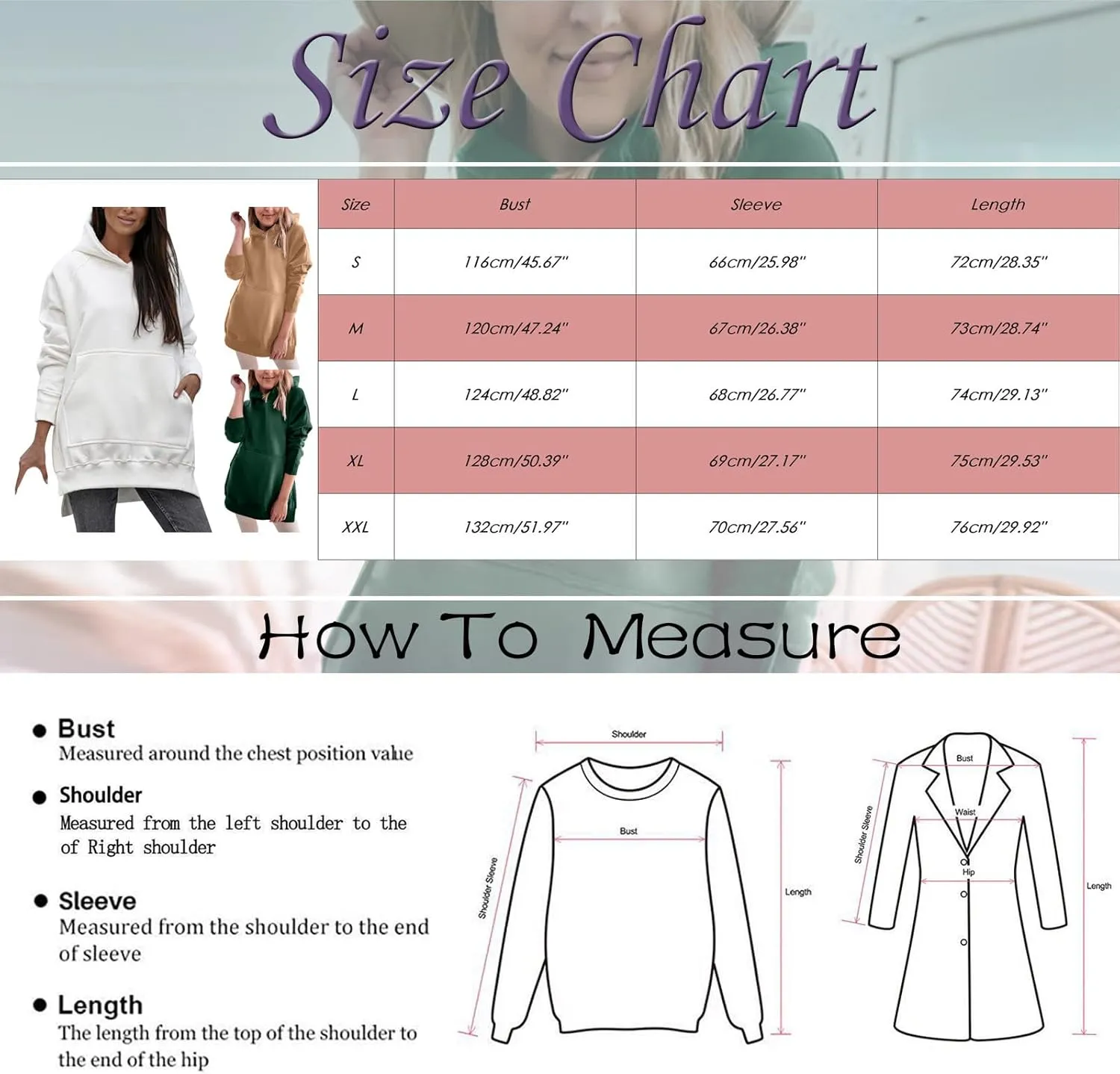 Hooded Sweatshirt Solid Color Ladies Solid Color Thickened Slit Front Pocket Long Sleeve Hoodie